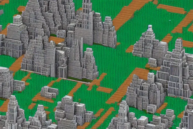 Image similar to new york in the style of minecraft