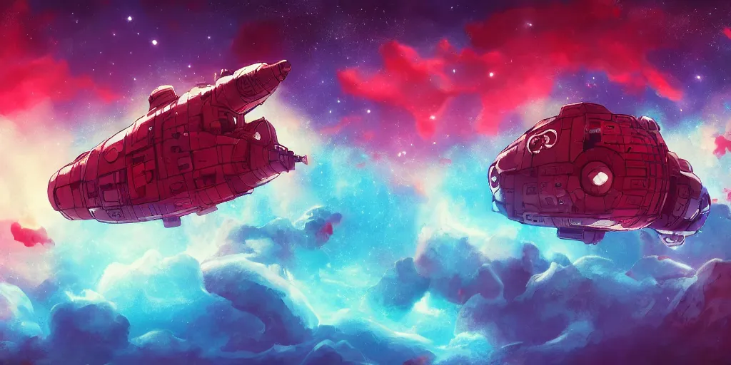 Prompt: Space Ship in Space, Tardigrade, Hyper detailed, Anime, Gurren Lagan, Surreal Space, Red Dust, Symmetry, Asteroids, Nebula, Galaxy, 4k, Illustration