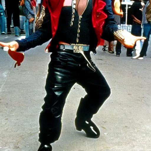 Image similar to Michael Jackson 1990s street performer in the small soldiers universe