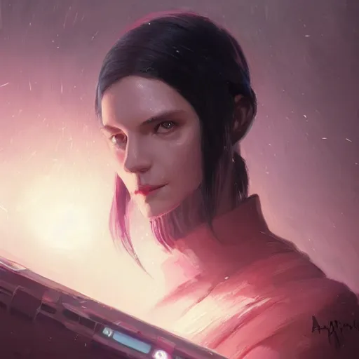 Prompt: portrait of a woman by greg rutkowski, anya solo, black bob hair, tall and slender, star wars expanded universe, wearing a black flying jacket, she is about 2 0 years old, highly detailed portrait, digital painting, artstation, concept art, smooth, sharp foccus ilustration, artstation hq