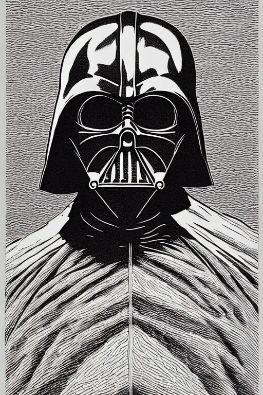 Image similar to horror death darth vader laurie greasley and rene magritte, etching by gustave dore, intricate, sharp focus, illustration, highly detailed, digital painting, concept art, masterpiece