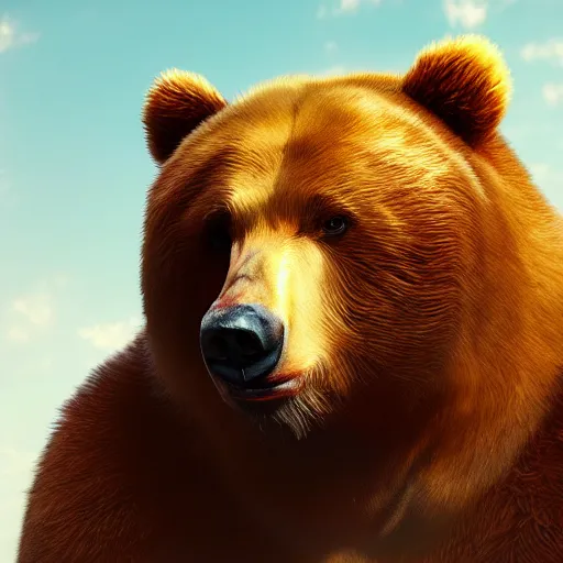 Image similar to portrait of bear, 8 k uhd, unreal engine, octane render in the artstyle of finnian macmanus, john park and greg rutkowski