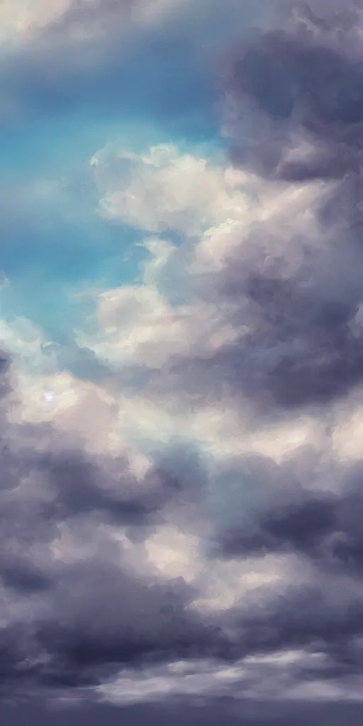 Image similar to seamless digital painting of the sky with with clouds view from the side,