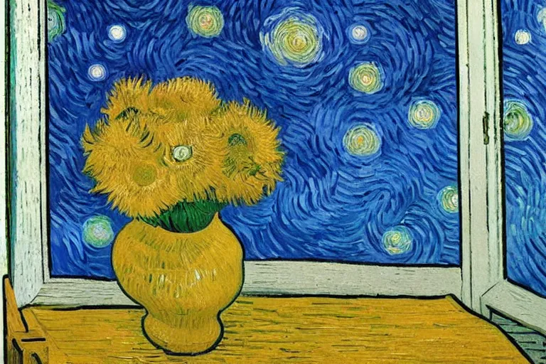 Prompt: window to space, Vincent van Gogh