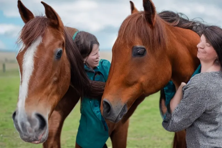 Image similar to horse hugging an astronaut