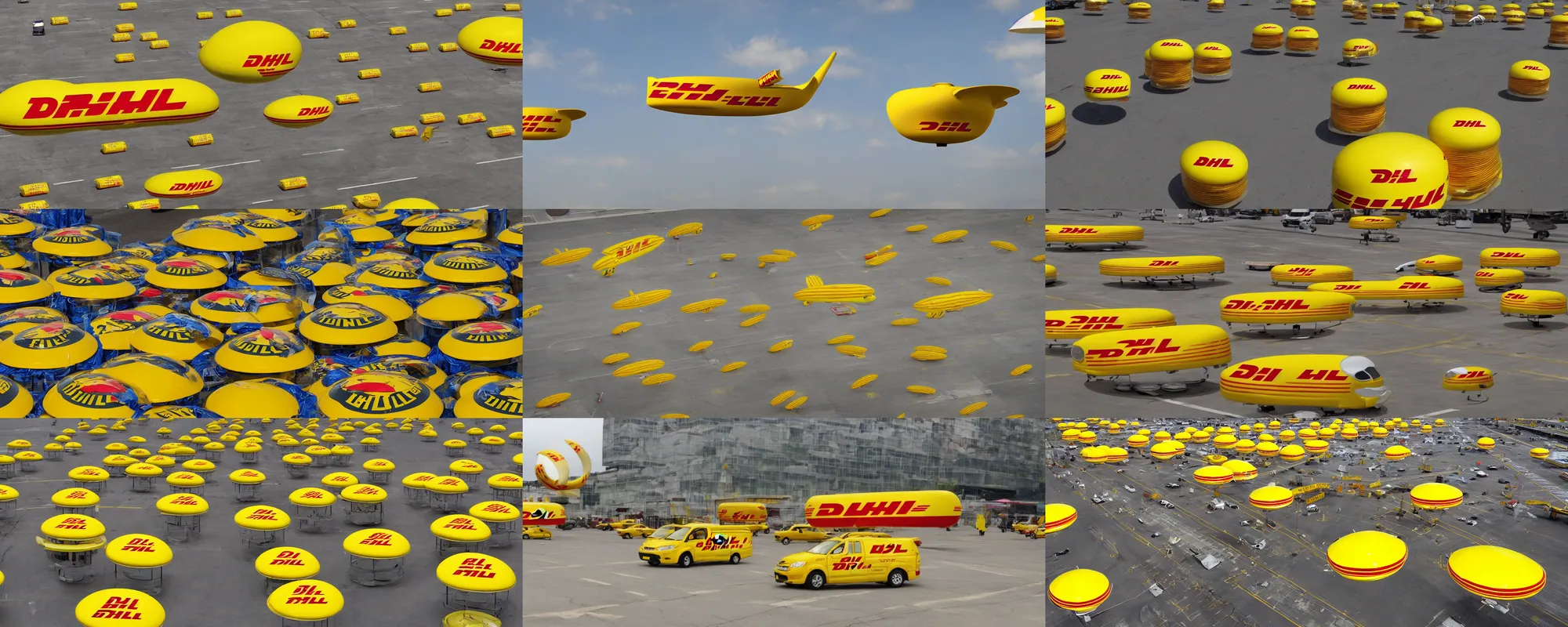 Prompt: dhl flying saucers