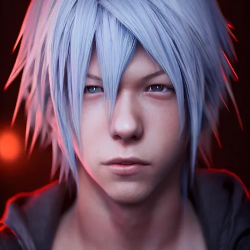 Prompt: photo realistic image of riku from kingdom hearts, stunning 3 d render inspired art by istvan sandorfi and greg rutkowski, perfect facial symmetry, realistic, highly detailed attributes and atmosphere, dim volumetric cinematic lighting,