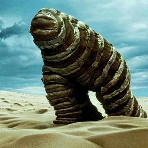 Prompt: dwayne johnson as a sandworm from dune