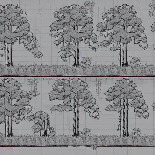 Image similar to level design of a 2 d game, forest theme