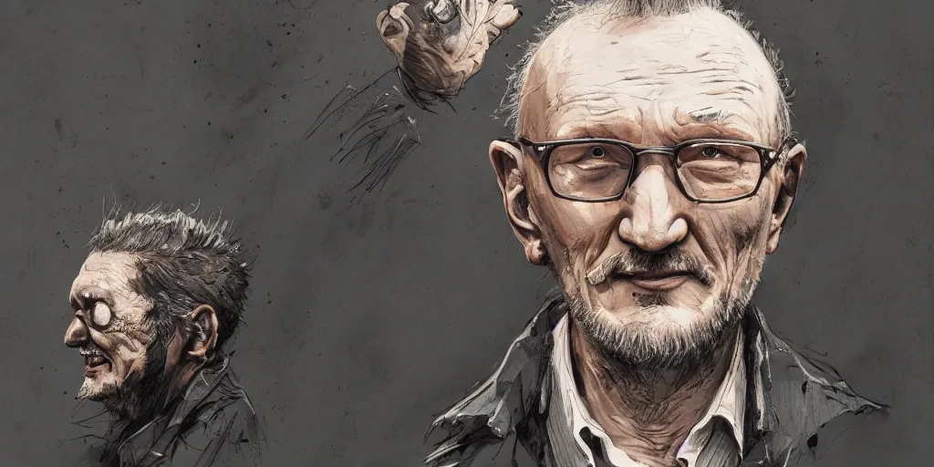 Prompt: Robert Englund portrait, kim jung gi style, Greg Rutkowski, Zabrocki, Karlkka, Jayison Devadas, trending on Artstation, 8K, ultra wide angle, zenith view, pincushion lens effect