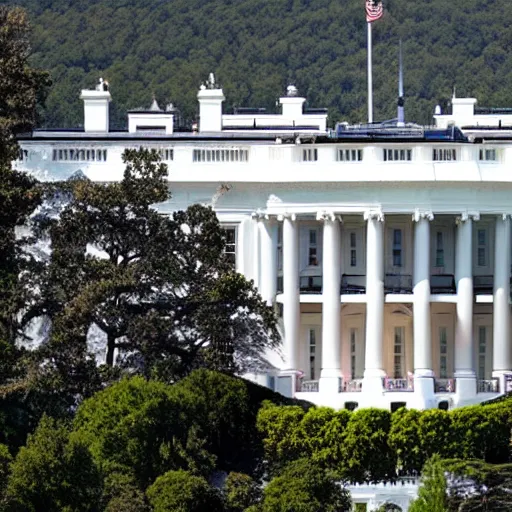 Image similar to United States White House on a mountaintop