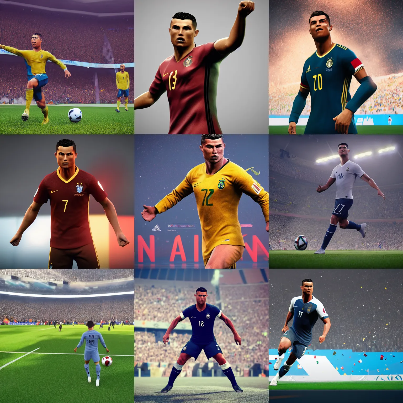 Prompt: ronaldo fenomeno marcando um penalty no final da copa do mundo, artgem, unreal engine, trending on artstation, ultra detalhado