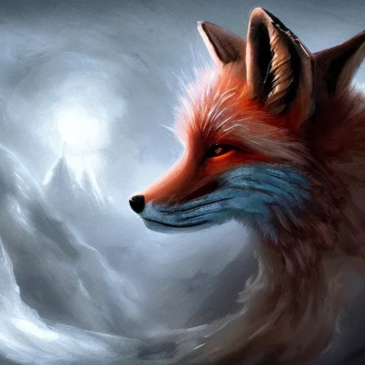 Image similar to a fox, dark fantasy art, epic fantasy art