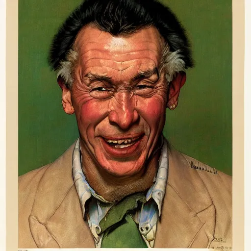 Image similar to Frontal portrait of the most hysterical soyak, by Norman Rockwell and Robert McGinnis.