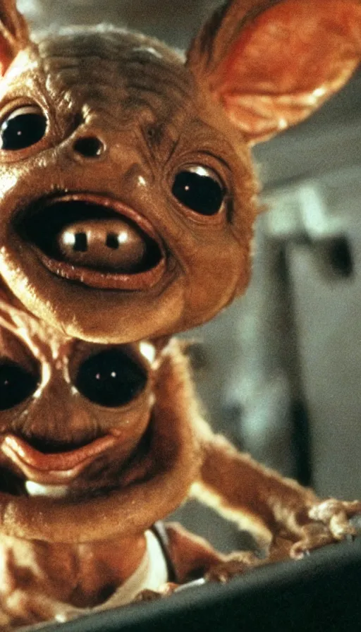 Image similar to e. t. ganger gremlins, cinema still