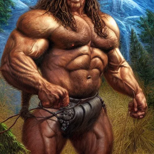 Image similar to huge muscular wild man Beorn by Mark Brooks, Donato Giancola, Victor Nizovtsev, Scarlett Hooft, Graafland, Chris Moore