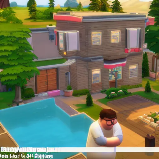 Image similar to a screenshot of peter Griffin in the sims 4