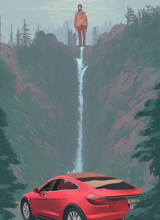 Prompt: Twin Peaks poster artwork by Michael Whelan and Tomer Hanuka, Rendering of inside the mind of Elon Musk, full of details, by Makoto Shinkai and thomas kinkade, Matte painting, trending on artstation and unreal engine