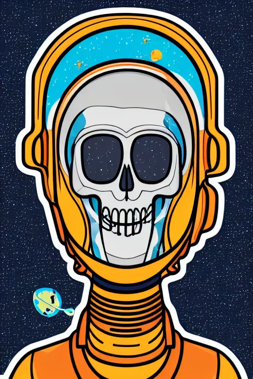 Image similar to A portrait of a skeleton as an astronaut in space, sticker, colorful, illustration, highly detailed, smooth and clean vector curves, no jagged lines, vector art, smooth