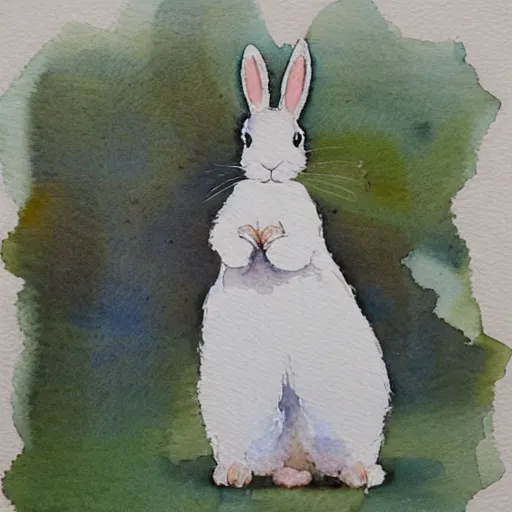 Image similar to a rabbit wearing a beautiful white dress, watercolour, realistic