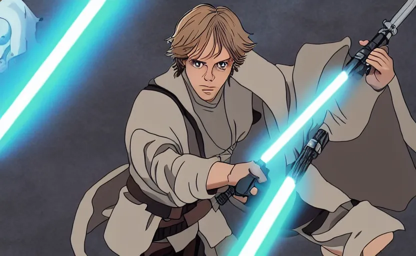 Prompt: luke skywalker in demon slayer style