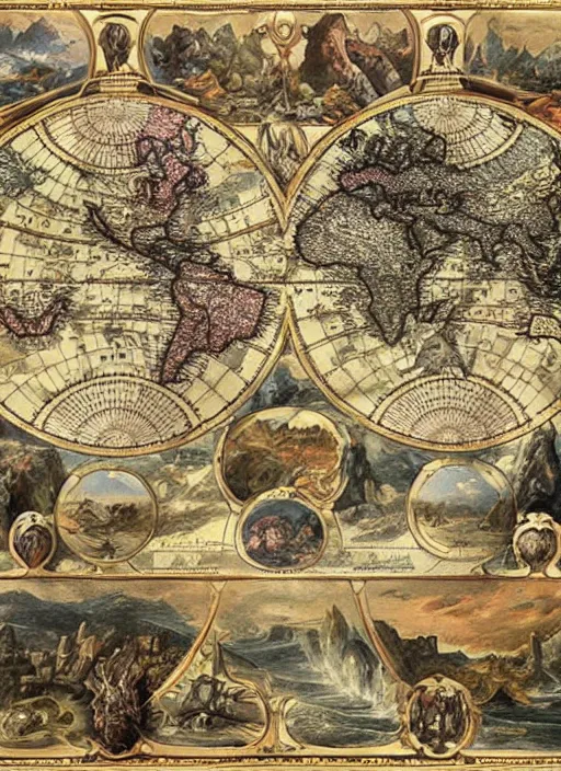 Image similar to detailed world map _ by _ filipe _ pagliuso _ and _ justin _ gerard _ symmetric _ fantasy _ highly _ detailed _ realistic _ intricate _ port