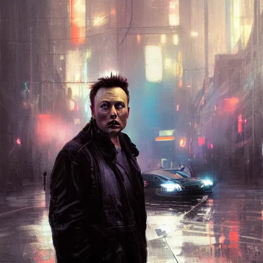 Image similar to elon musk, hyperrealistic portrait, bladerunner street, art of elysium by jeremy mann and alphonse mucha, fantasy art, photo realistic, dynamic lighting, artstation, poster, volumetric lighting, very detailed face, 4 k, award winning