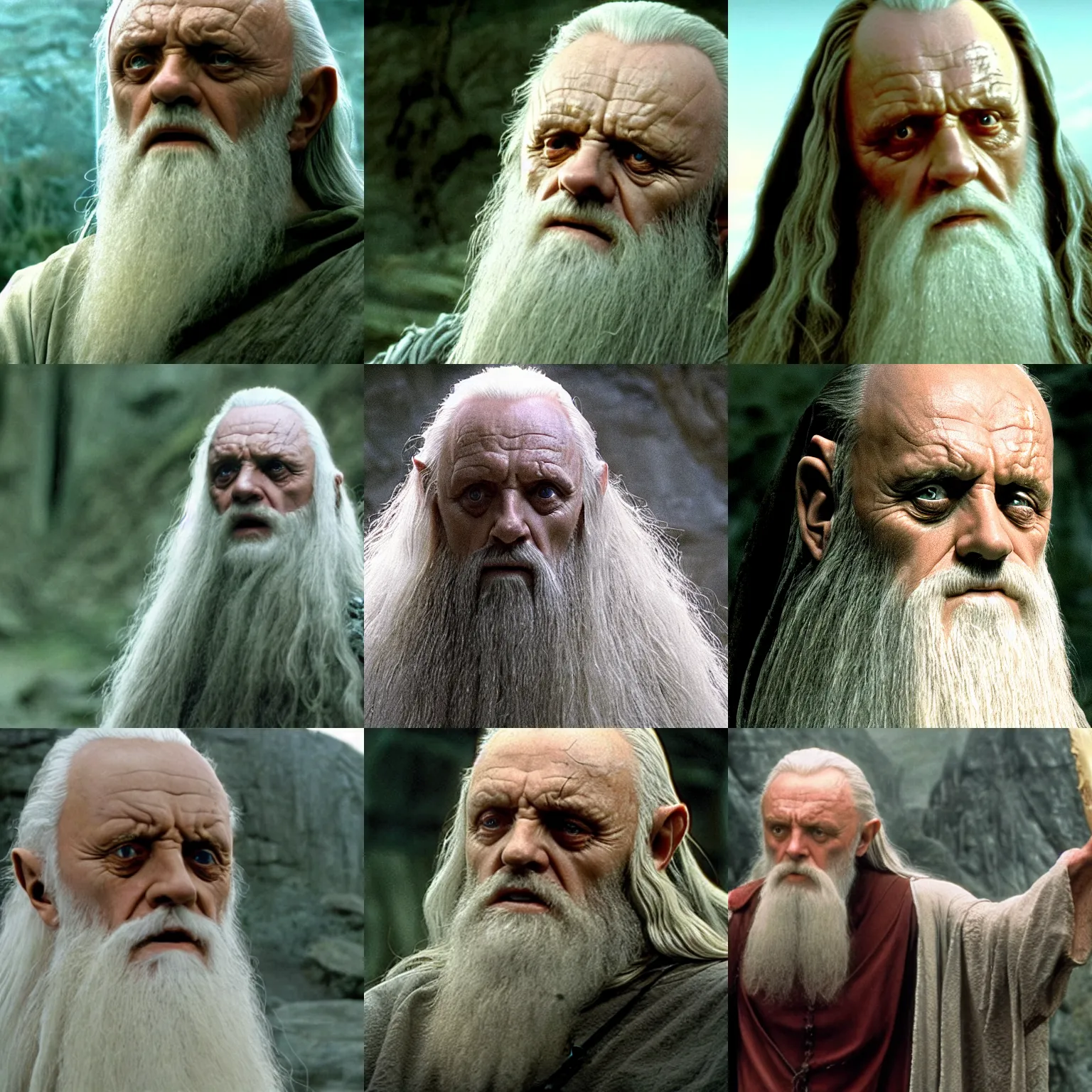 Prompt: film still of anthony hopkins as saruman in lord of the rings ( 2 0 0 1 )