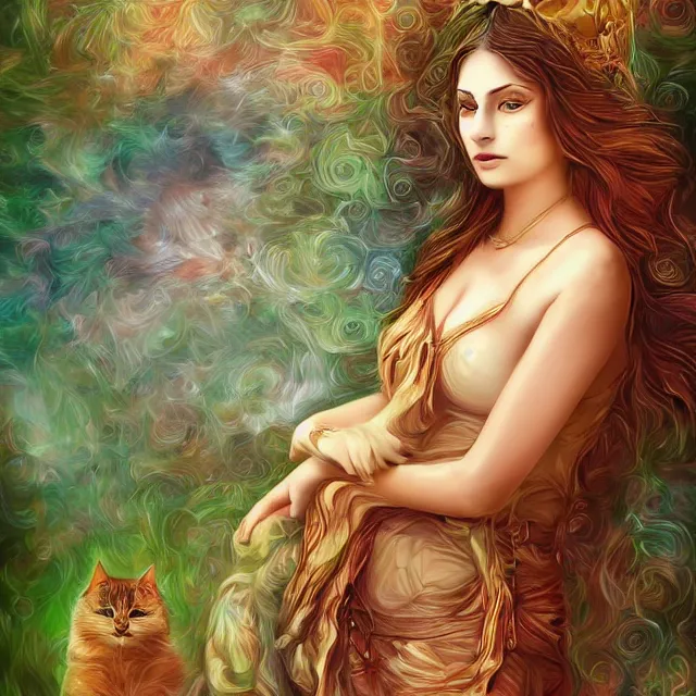 Prompt: the goddess of cats, beautiful, digital art