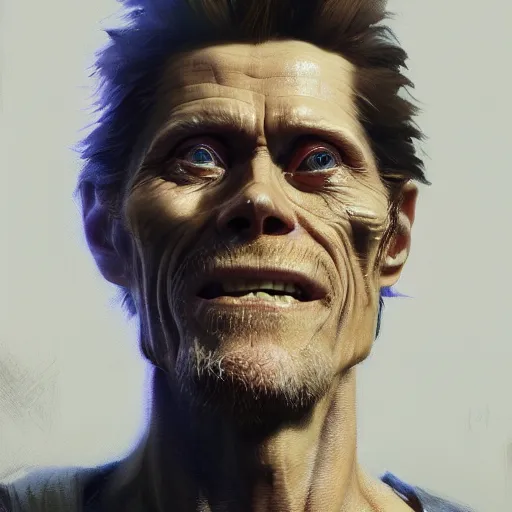 Image similar to willem dafoe, ultra high detailed, oil painting, greg rutkowski, charlie bowater, yuumei, yanjun cheng, unreal 5, daz, hyperrealistic, octane render, rpg portrait, dynamic lighting