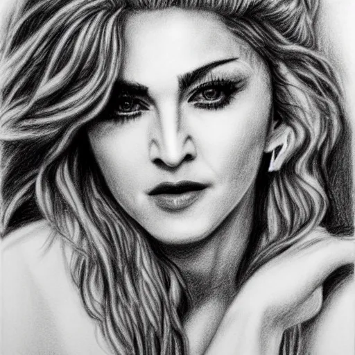 Image similar to Singer Madonna. Pencil drawing.