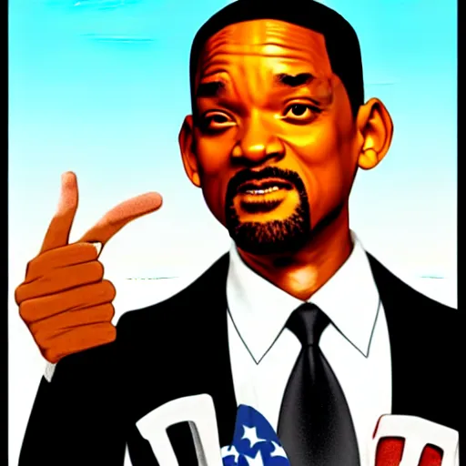 Image similar to will smith slapping obama with a black flip flop, digital art in the style of gta 5 cover art