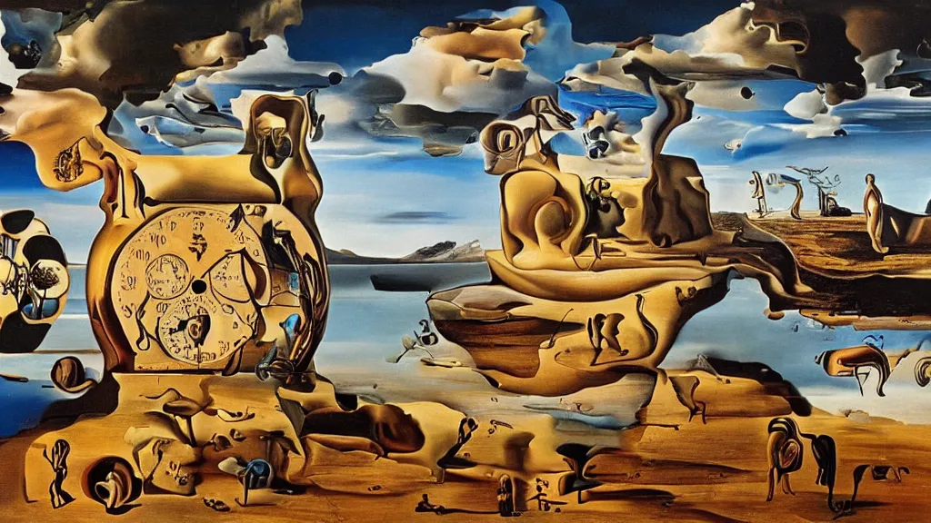 Prompt: the newest masterpiece of salvador dali, it is called ; time doesn't exist