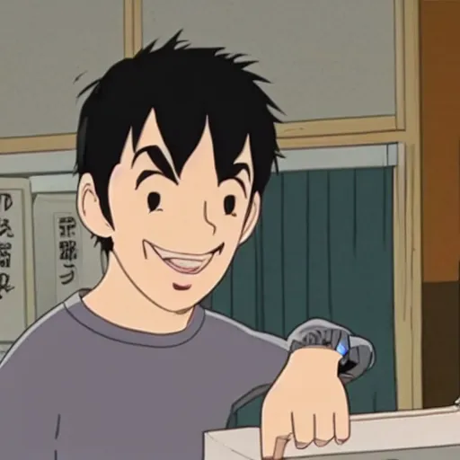 Prompt: Nathan For You, Nathan Fielder, in a studio ghibli anime, spirited away