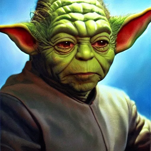 Prompt: ultra realistic portrait painting of tommy lee jones as yoda, art by frank frazetta, 4 k, ultra realistic, highly detailed, epic lighting