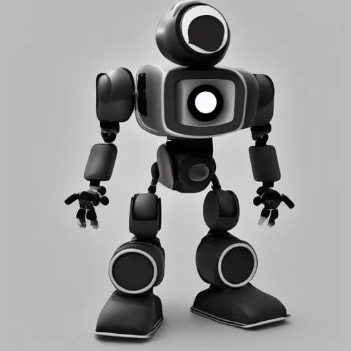 Image similar to a black and white photo of a robot, an ambient occlusion render by senior character artist, featured on zbrush central, toyism, zbrush, sketchfab, ambient occlusion