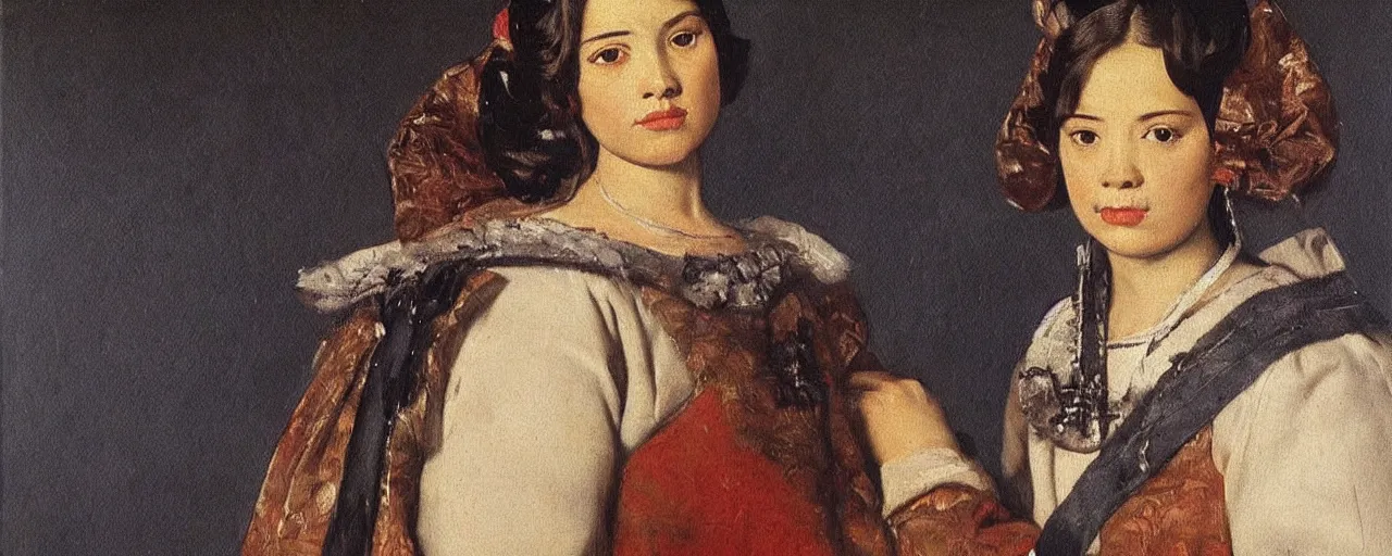 Image similar to painting by diego velasquez, young woman, high resolution, very detailed art