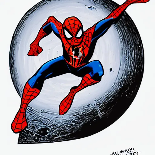 Image similar to spider-man on the moon