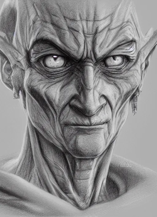 Prompt: realistic portrait pencil sketch of piccolo from dragon ball, old mystic ruins, afternoon, intricate, elegant, highly detailed, digital painting, sharp, focus, by artgerm and greg rutkowski