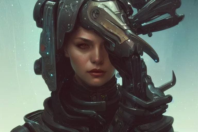 Image similar to sci - fi bounty hunter mugshot, fantasy, intricate, elegant, highly detailed, digital painting, artstation, concept art, matte, sharp focus, illustration, art by artgerm and greg rutkowski and alphonse mucha