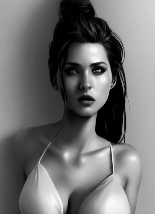 Image similar to full body portrait of a beautiful woman in black and white, photorealistic, art by diego fazio and diegoKoi and artgerm, concept art, hyper sharp focus, 8k highly detailed