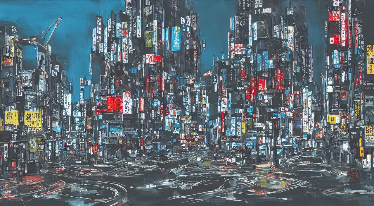 Image similar to “a digital painting of tokyo”