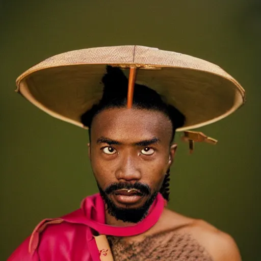 Prompt: A Jamaican samurai, Y2K, 35mm film, portrait, by Mariko Mori