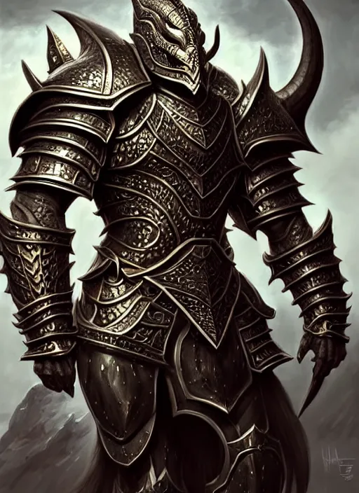 Image similar to intricate ornate heavy armor!! muscular and tall dnd male dragonborn!!!! draconian!! character concept art, sharp focus, octane render! unreal engine 5! highly rendered!! trending on artstation!! detailed linework!! illustration by artgerm, wlop, and chie yoshii