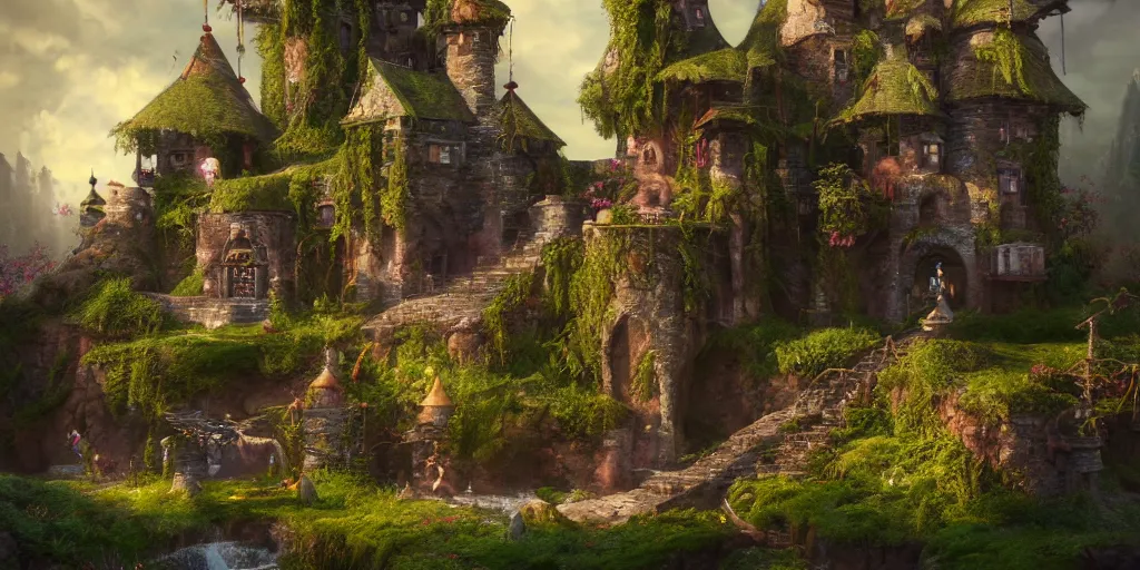 Image similar to a fairy castle, extremely detailed oil painting, unreal 5 render, fantasy digital art, octane render, beautiful composition, trending on artstation, award-winning photograph, masterpiece