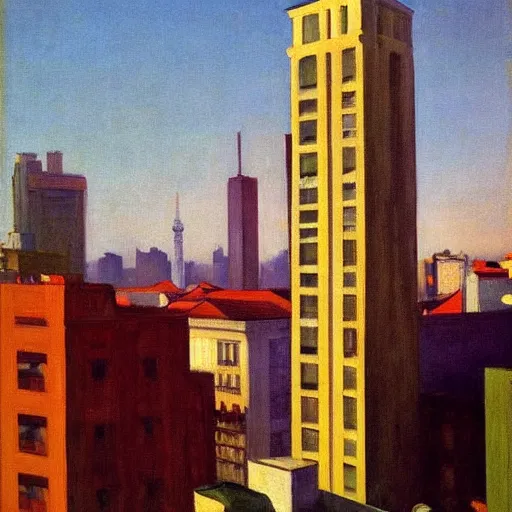 Image similar to sao paulo painted by edward hopper