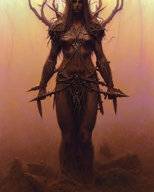 Image similar to a beautiful elven berserker, full body, stuning 3 d render, masterpiece, glowing aura, by donato giancola and greg rutkowski and wayne barlow and zdzisław beksinski, realistic face