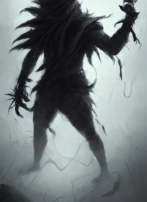 Image similar to a highly detailed illustration of fierce korean man with bowl cut black hair wearing tie with giant black claws, wielding giant black fog claws pose, foggy lovecraftian black mist surrounding background, perfect face, intricate, elegant, highly detailed, centered, digital painting, artstation, concept art, smooth, sharp focus, league of legends concept art, wlop.