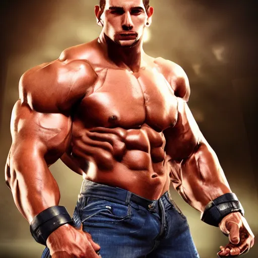 Image similar to a realistic detailed photo of a bodybuilder who is also a male android Chris Redfield, shiny skin, posing robotically, blank stare