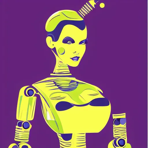 Image similar to robot android woman 1 9 5 0 s era vector art cell shaded allure beautiful makeup curvy highly detailed art by ilya kushinov